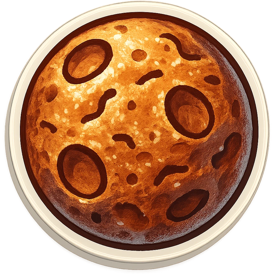 Add more rocky details, deeper pitted marks, and rougher patches to the Mercury planet emoji, keeping the same retro stickers style and transparent background. emoji