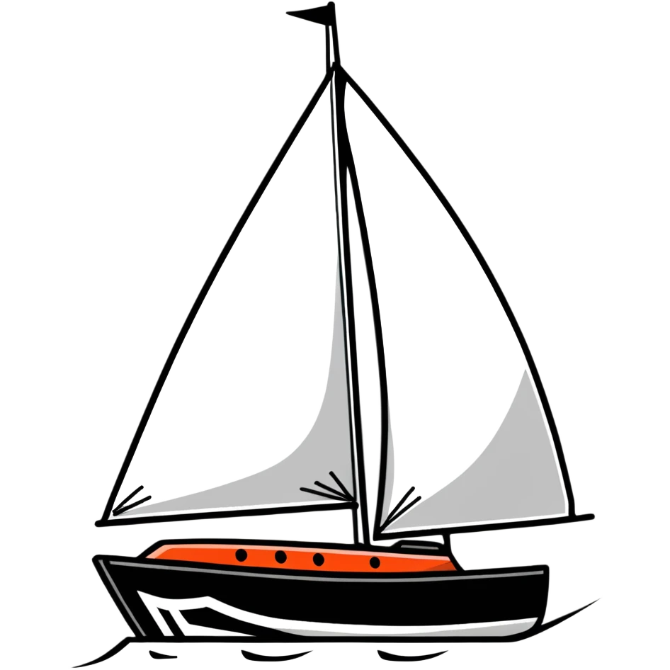 sailboat hull with rudder but no sails attached emoji