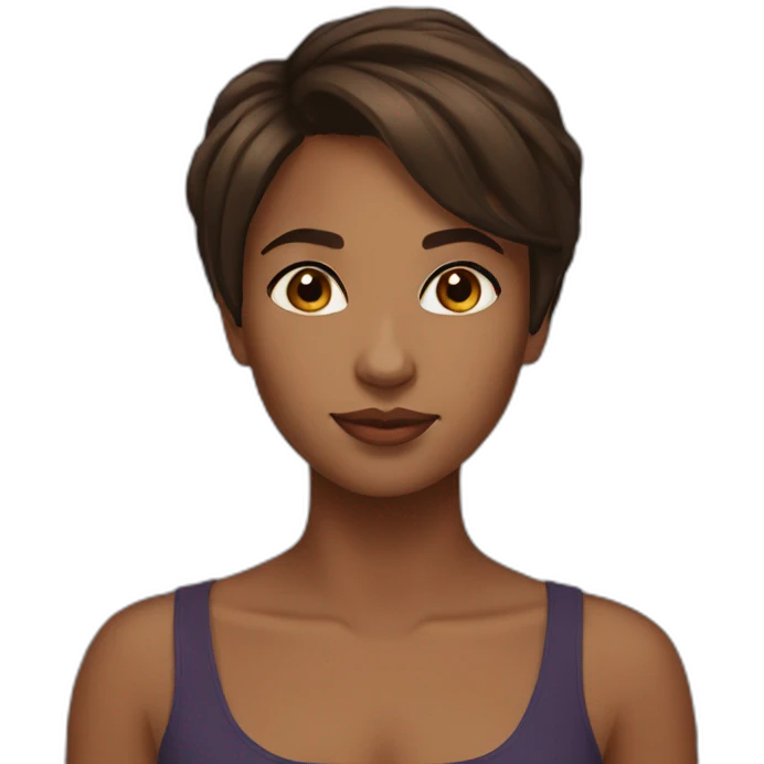 brown girl short hair brown eyes emoji