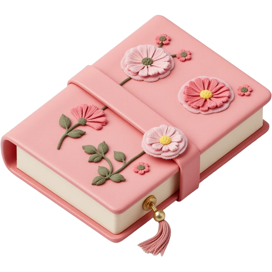 pretty floral embroidered hardcover journal emoji