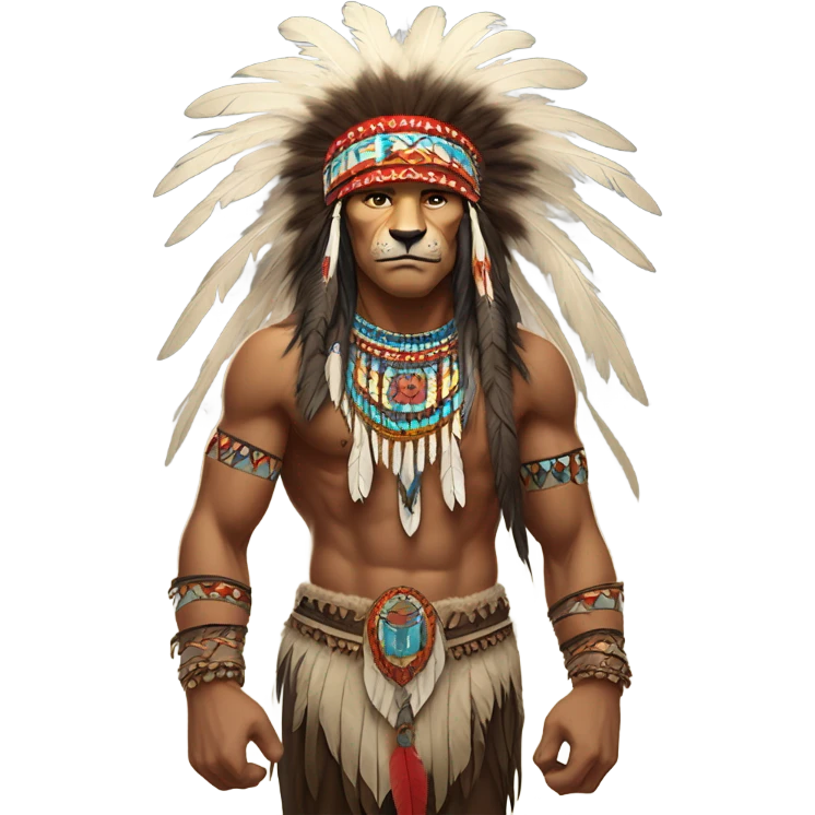 Native American and a roaring lion emoji