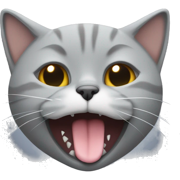 Grey British short hair cat open a mouth while sleeping emoji