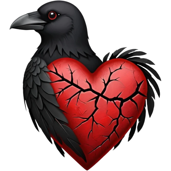 gothic heart with a crow feather emoji