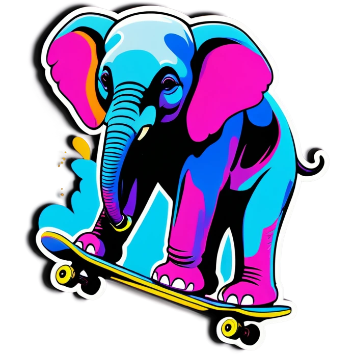 Realist Elephant skateboarding with y2k drip and shades  emoji