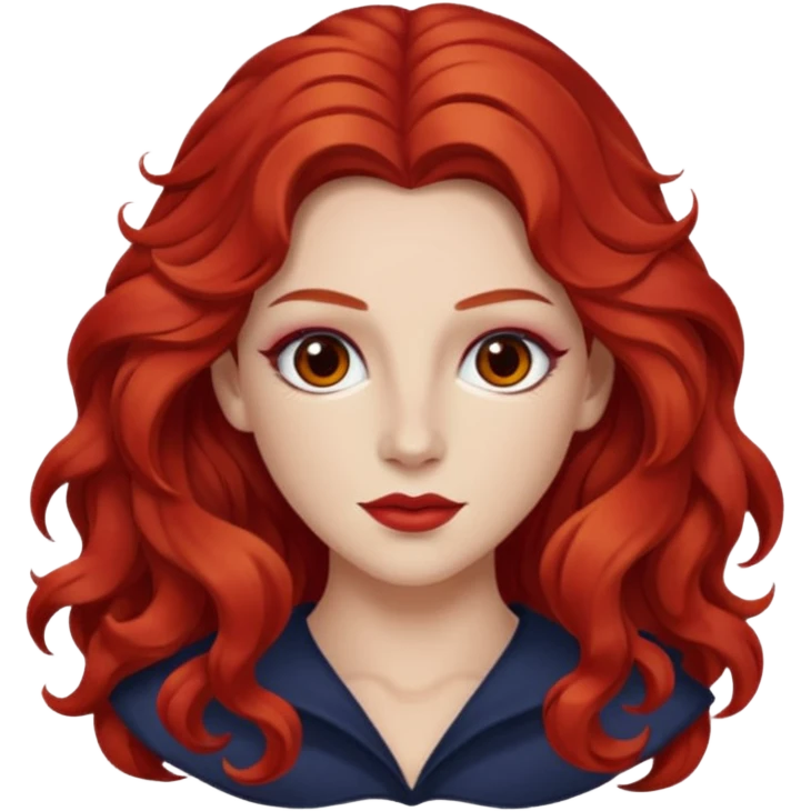 Chappell Roan (b.1998) with red long wavy hair, makeup emoji