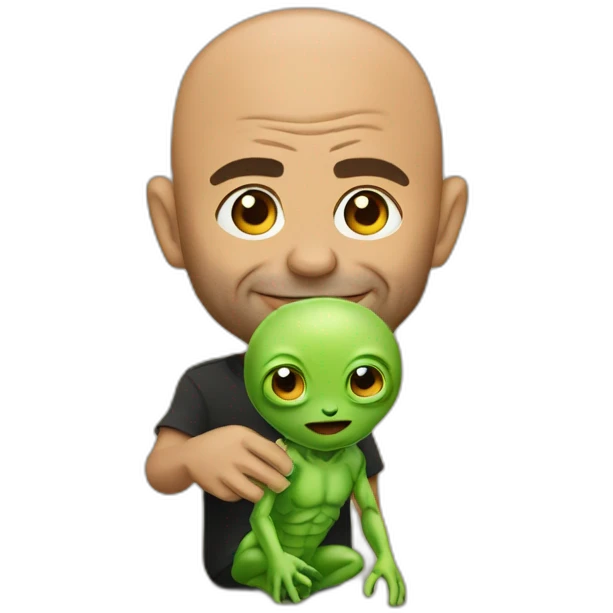 Joe Rogan holding little Alien emoji