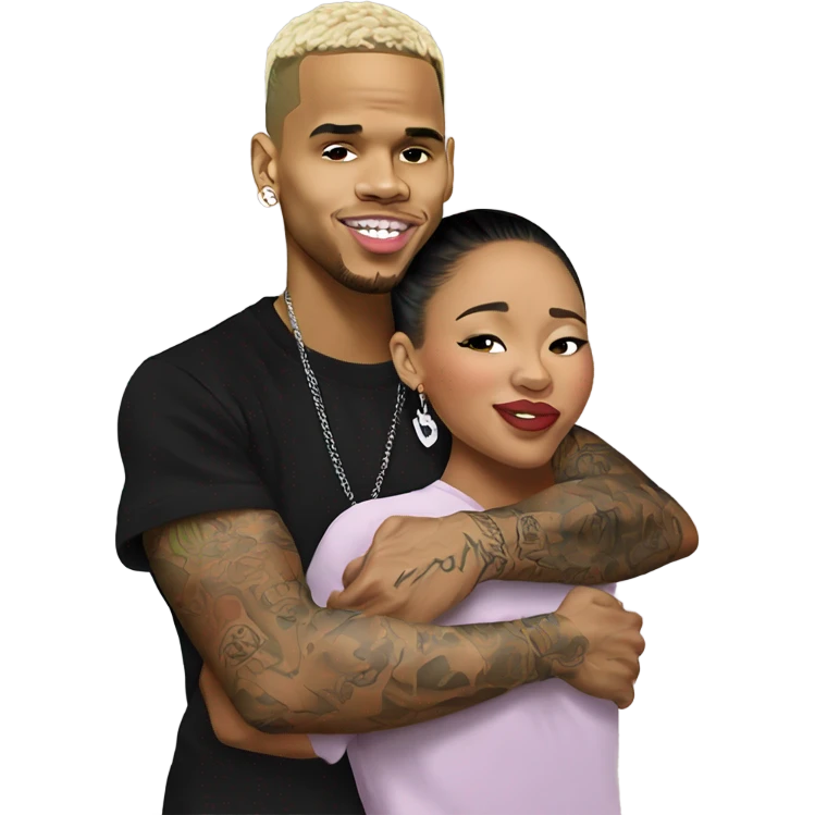 Hyper Realistic Chris Brown hugging Karruche Tran emoji