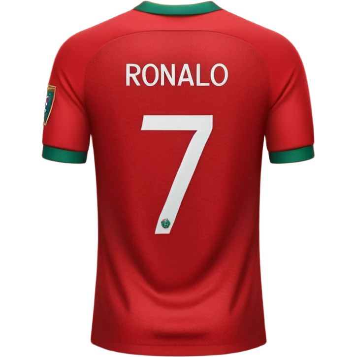 Create back side jersey of Portugal football team of red colour. Name "RONALDO" jersey no 7. emoji