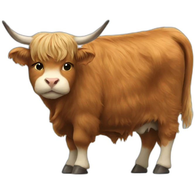 Cat on a highland cow emoji