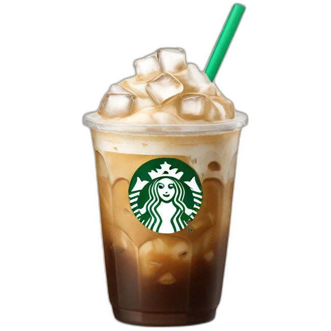 Starbuck ice coffee with ice cubes emoji