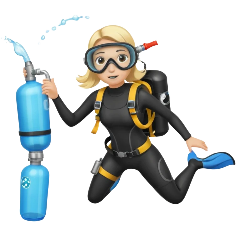 scuba diving girl blonde with oxygen tank emoji