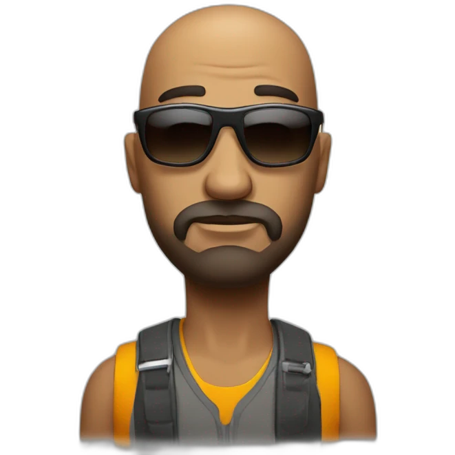 Very Serious Bald man with short beard and sun glasses emoji