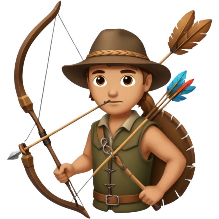 The classic image of a hunter carrying a bow and arrow emoji