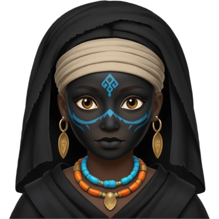 shaman woman in black clothes black face cover cloth emoji