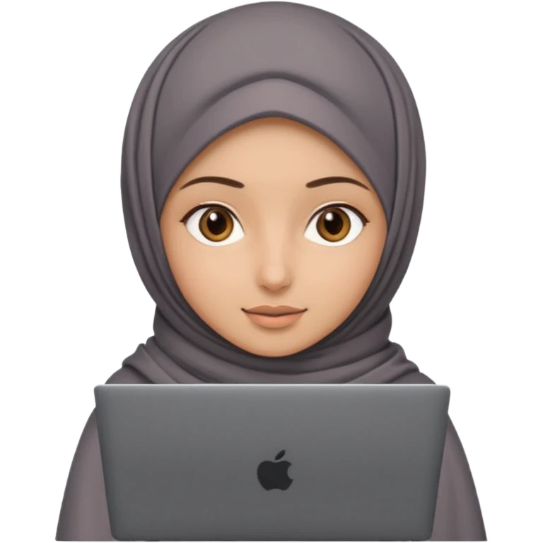 A girl wearing a gray hijab and with hazel eyes is carrying a laptop, not a laptop, just a regular laptop. emoji