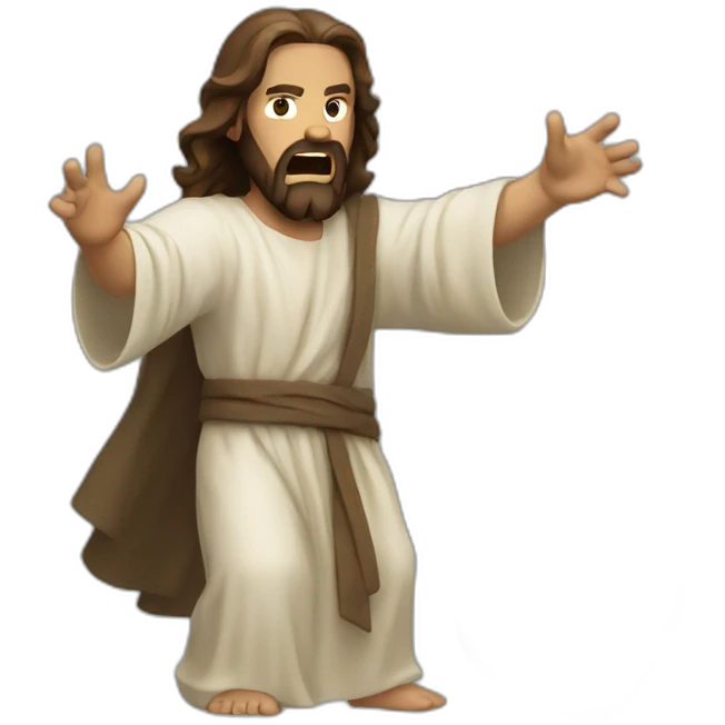 Angry jesus throwing rocks emoji