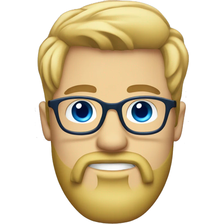 hipster man with a scruffy long goatee and glasses, blue eyes, short blonde hair emoji