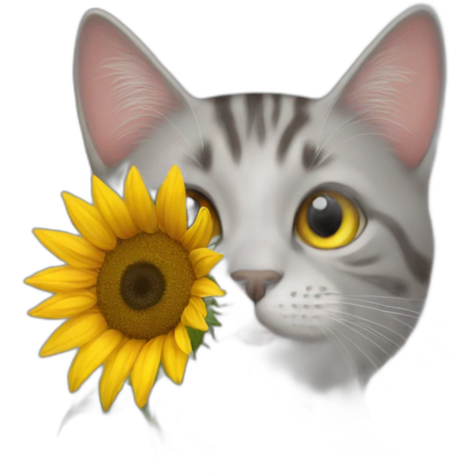 Cat holding a sunflower in its hand emoji