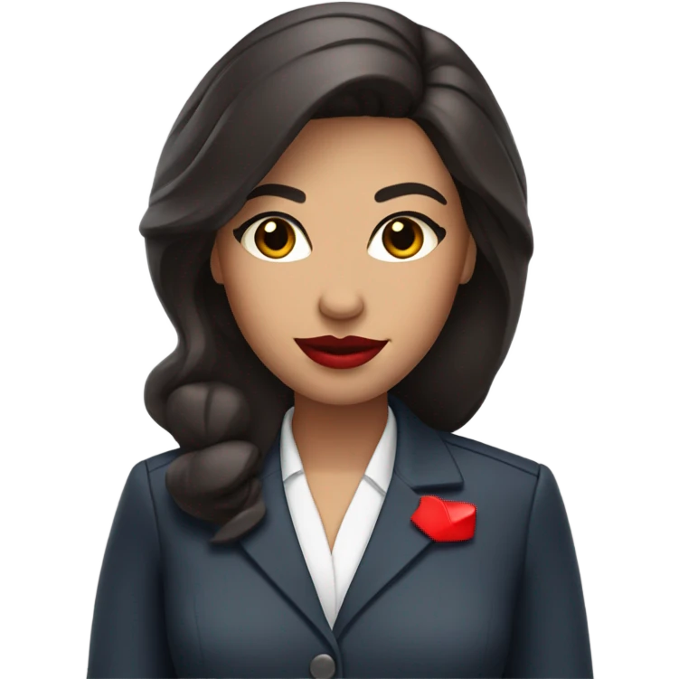 flight attendant dark brown hair  brown eyes red lips  emoji