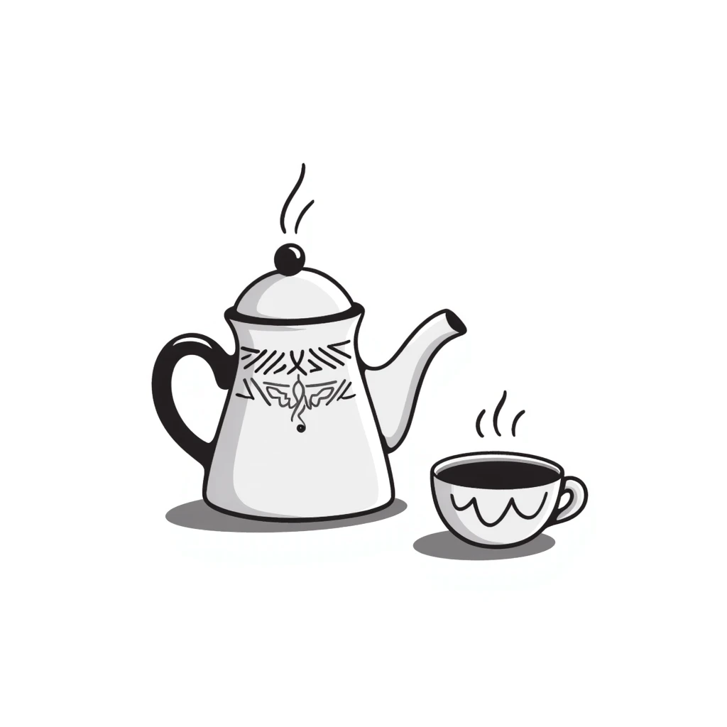 Traditional Saudi Arabian coffee pot (dallah) with decorated cup emoji