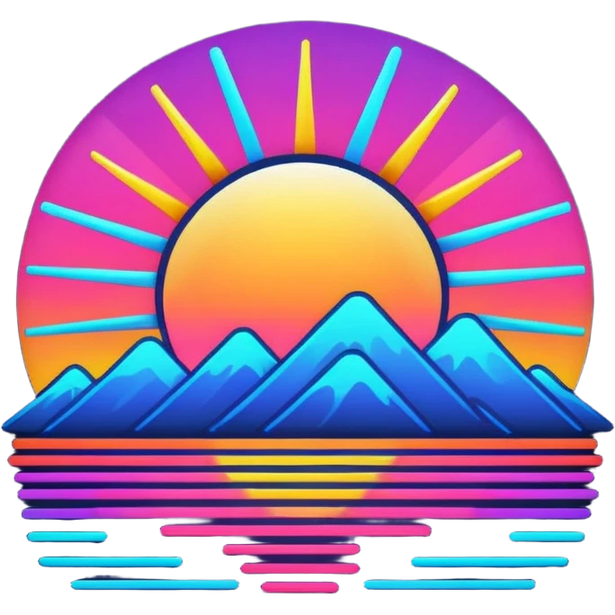 neon sunrise line art emoji