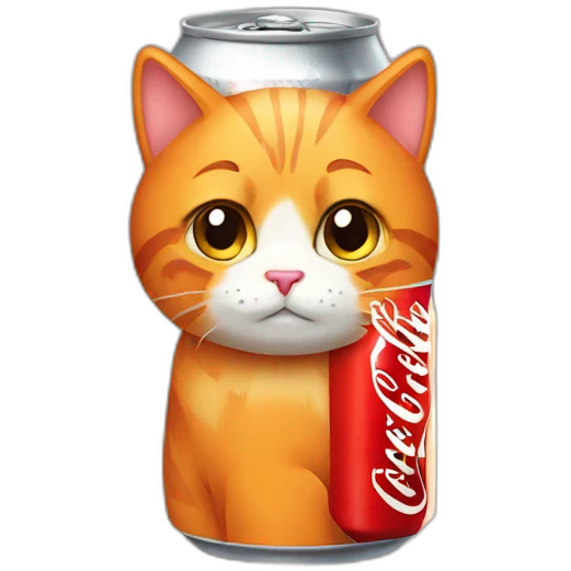 sad orange cat drinking coke can emoji