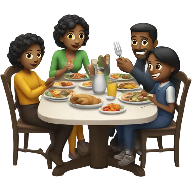 Family eating dinner at a table emoji