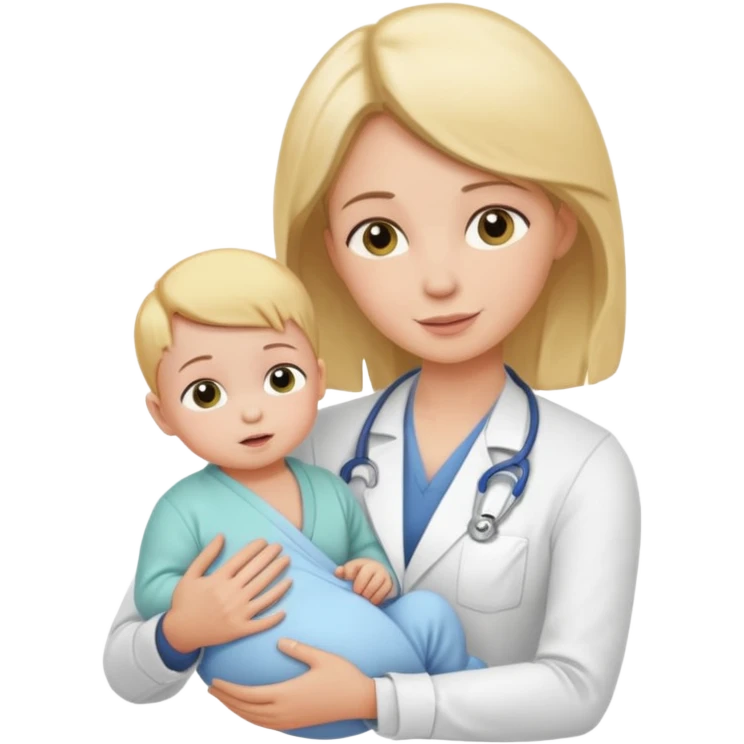 female chiropractor adjusting baby emoji