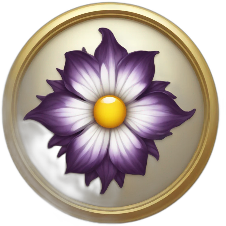 fantasy medallion in the shape of a dark flower emoji
