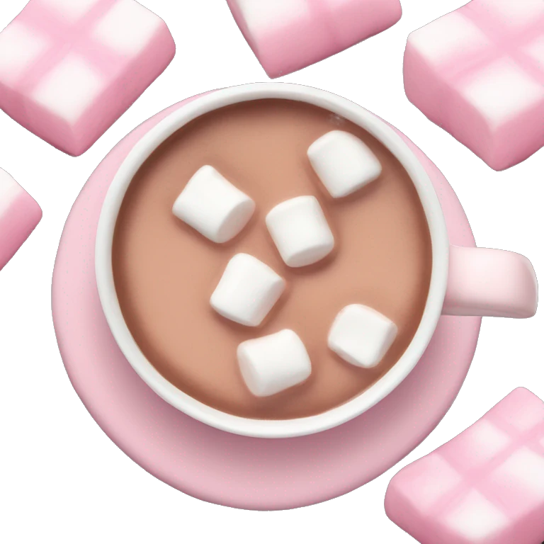 Light Pink mug of hot chocolate with marshmallows  emoji