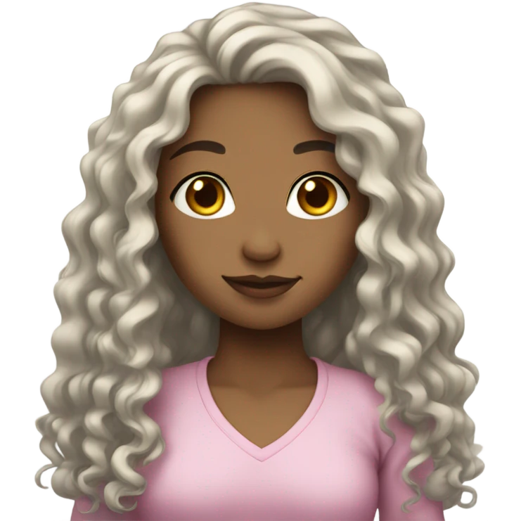 Girl with light skin and long curly black hair emoji