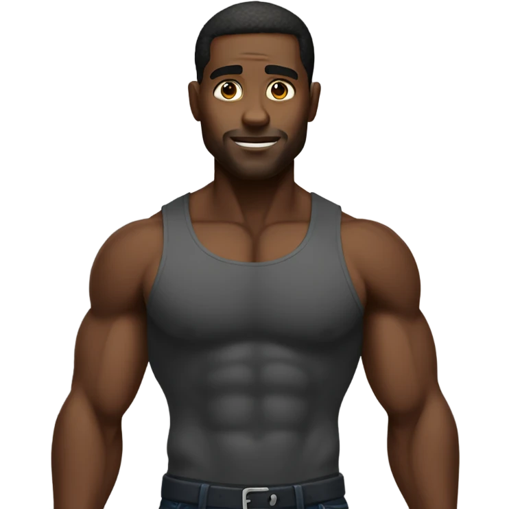 A very very very buff black man full body emoji