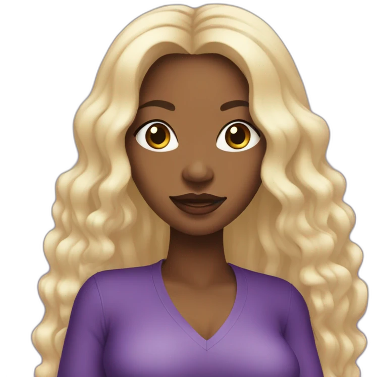 black woman in purple fashion y2K with long hair emoji