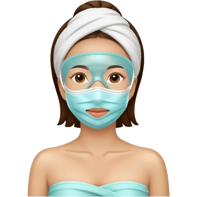 Lady with face mask spa beauty full face relaxing emoji