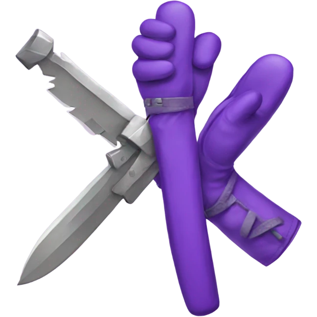 Greg with NODs, a butterfly knife and purple gloves emoji