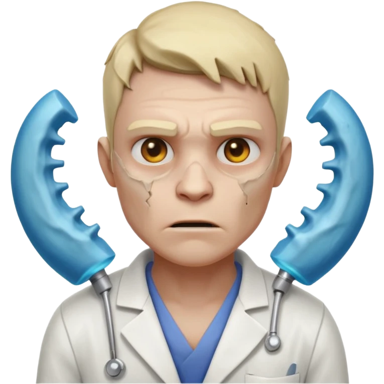 laboratory mutant portrait, head and shoulders only, exposed rib bones, damaged skin, horror experiment look, dramatic lighting, 3D cartoon, mobile game icon style, clean background, no text, no watermark

 emoji