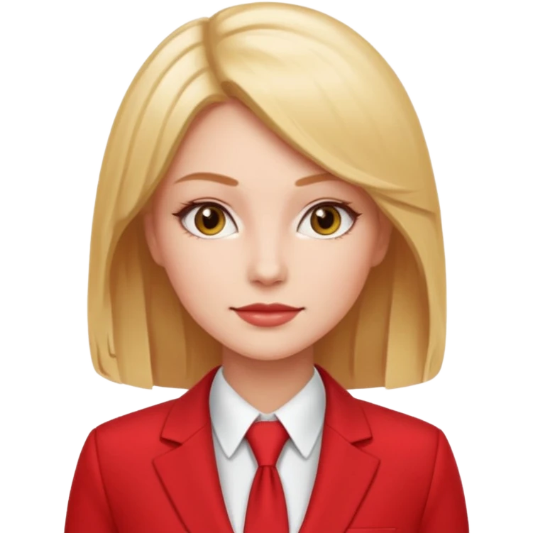Нужно создать 1 эмоджи в цветовой гамме ярко-красный, белый и марсала (бардово-фиолетовый. деловая девушка в красном костюме, у девушки должны быть светлые волосы  emoji