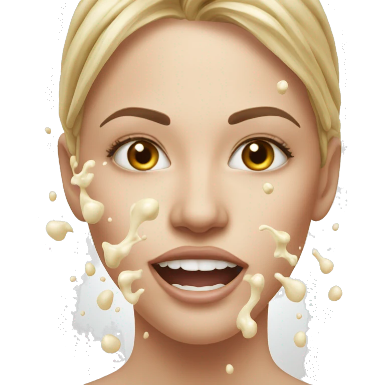 milk splashed on woman’s face emoji
