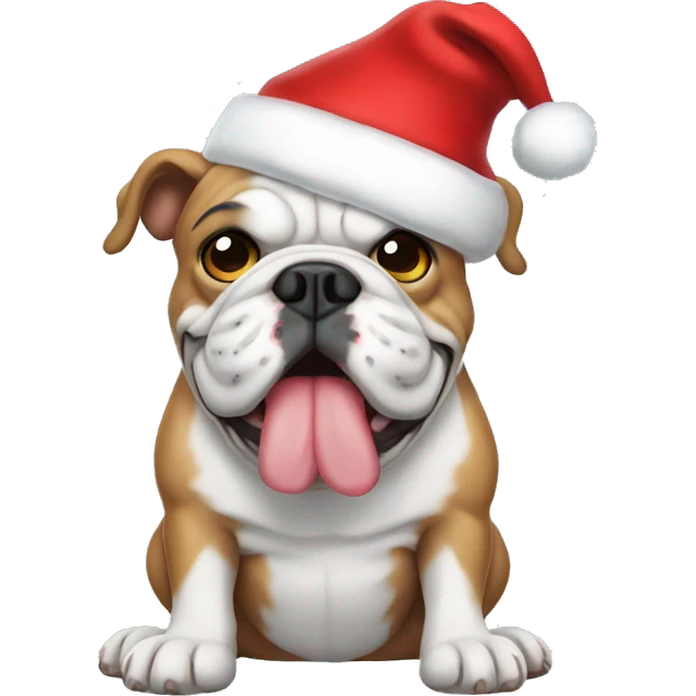 Bulldog with Santa hat emoji