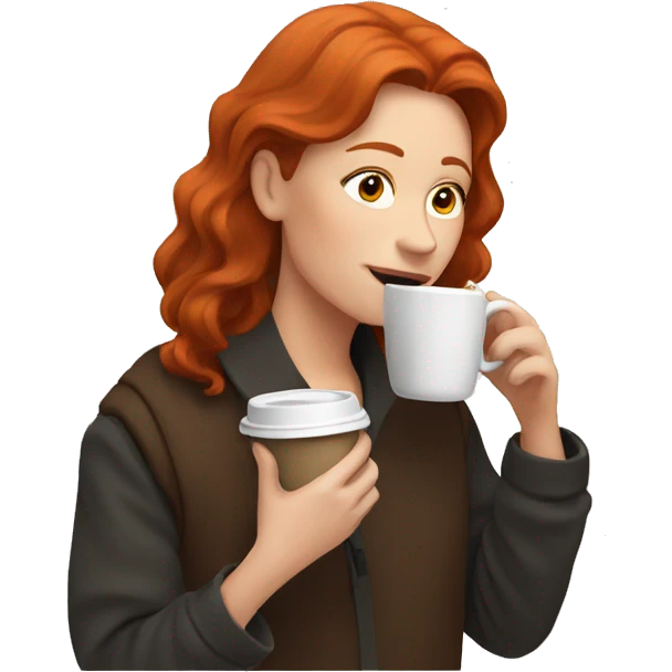 Redhead sipping coffee emoji