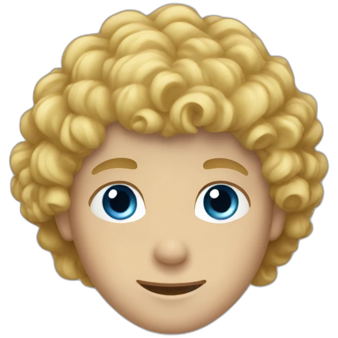 Boy with curly blond hair and blue eyes emoji