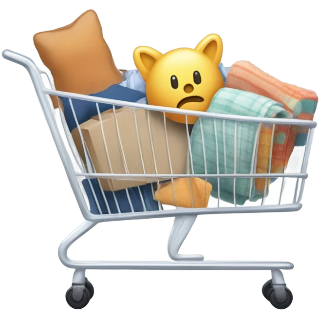 Scandinavian style shopping cart with various items emoji