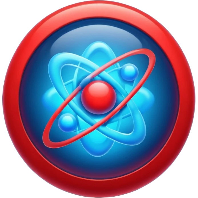 blue and red atom emoji