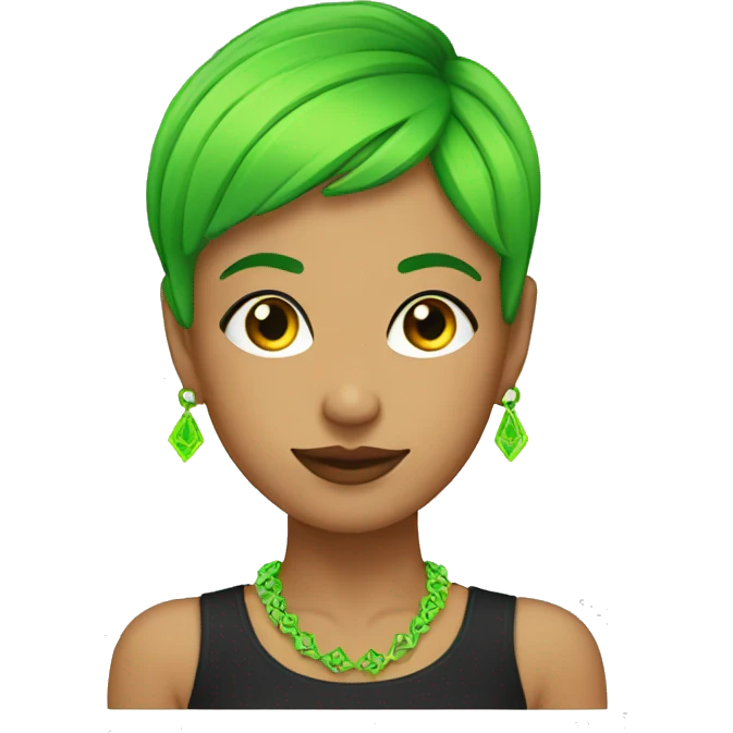 Mexican girl with a neon green pixie cut emoji