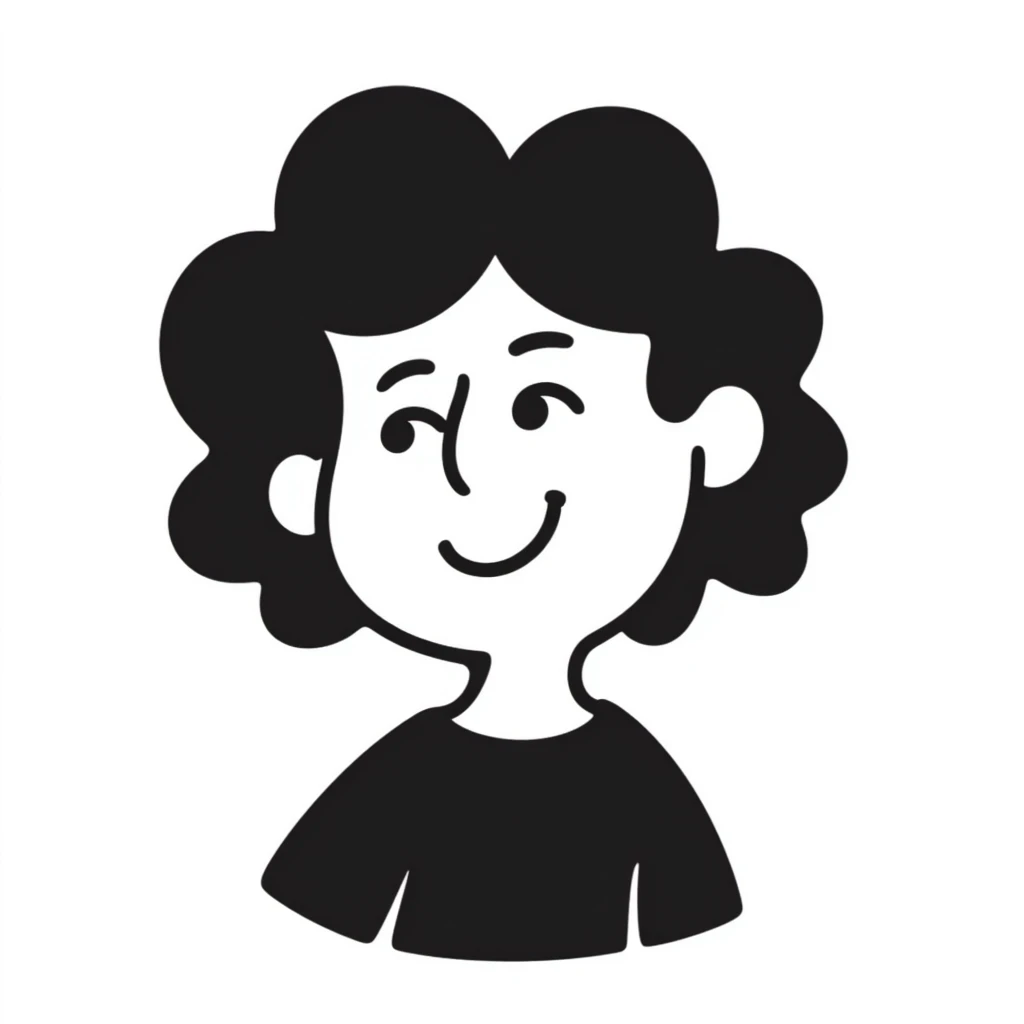 hand-drawn doodle of a happy person named Mykyta, big smile, simple lines emoji