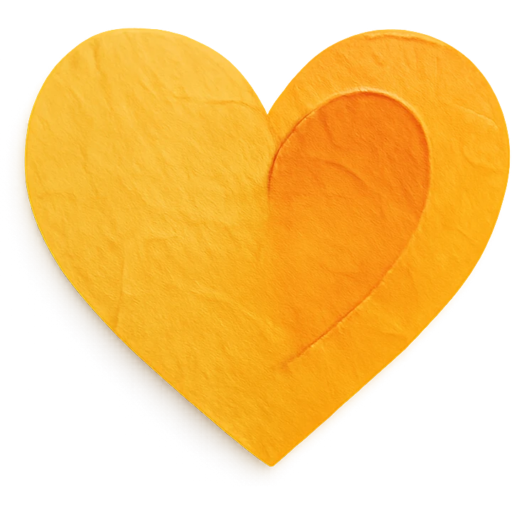 heart shape, paper craft style, yellow and orange tones emoji