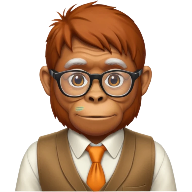 Orangutan secretary, old, glasses, vest emoji