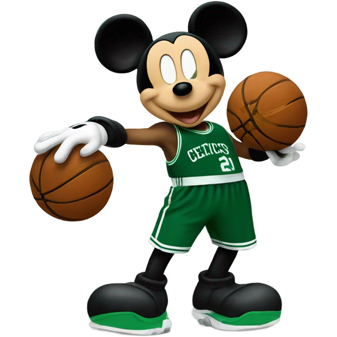 Mickey Mouse wearing a Celtics jersey  emoji