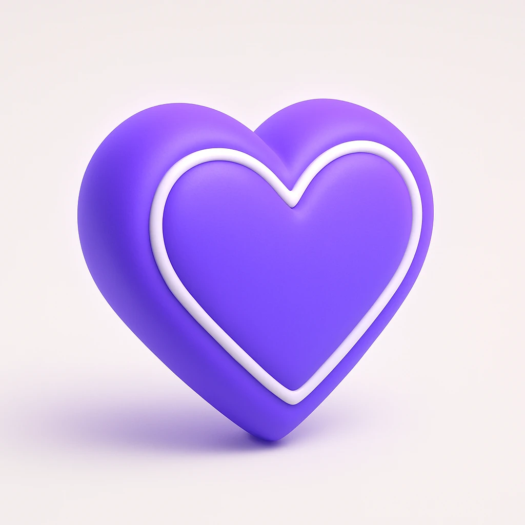 purple heart, 3D purple style, shiny, no text emoji