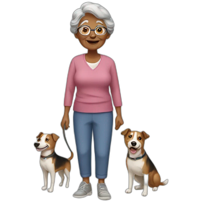 A grandma with dogs  emoji
